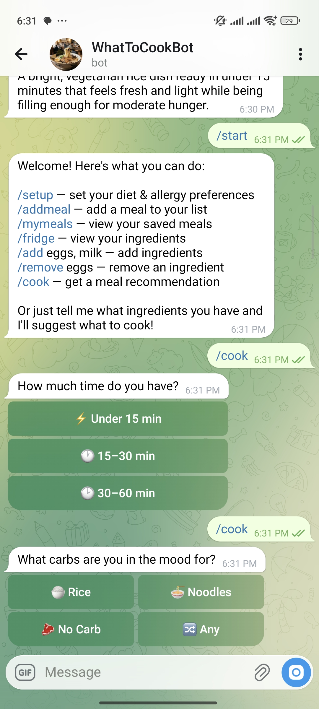 What to Cook Telegram bot screenshot