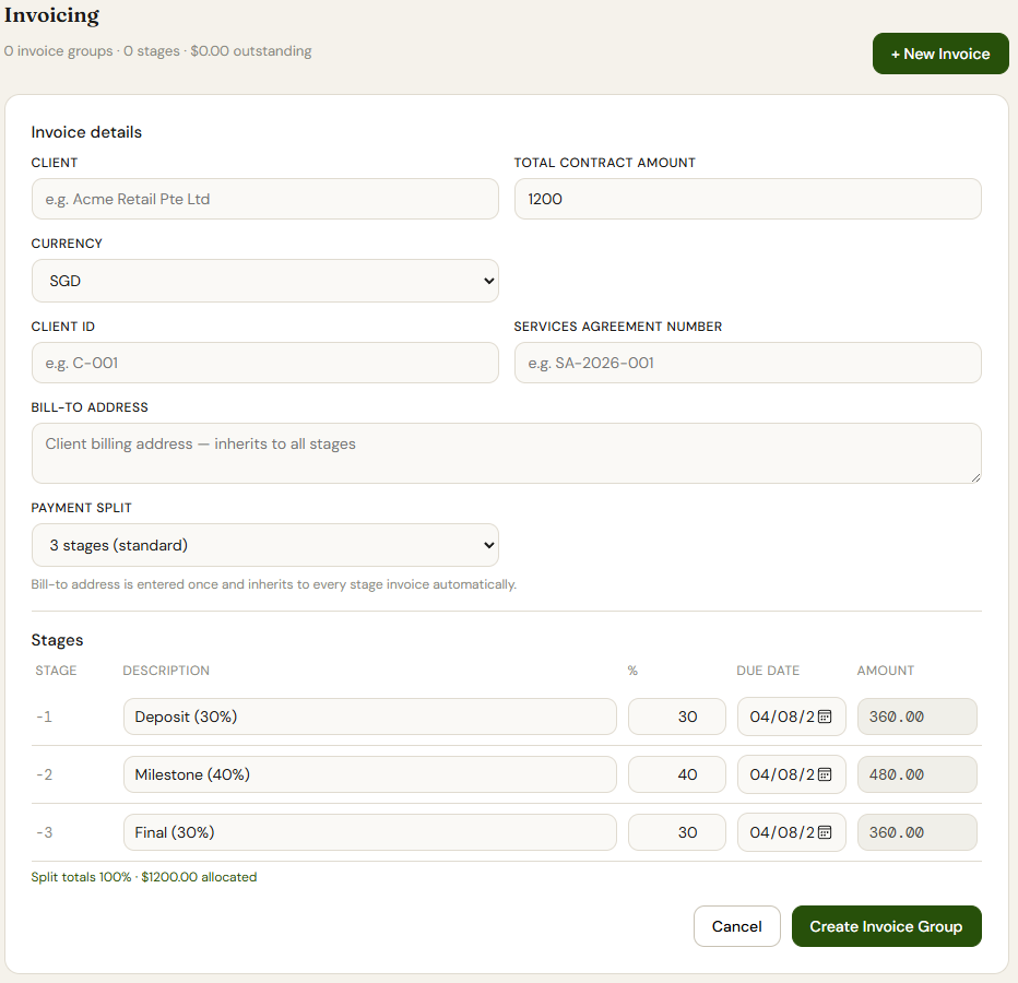 Invoice manager screenshot