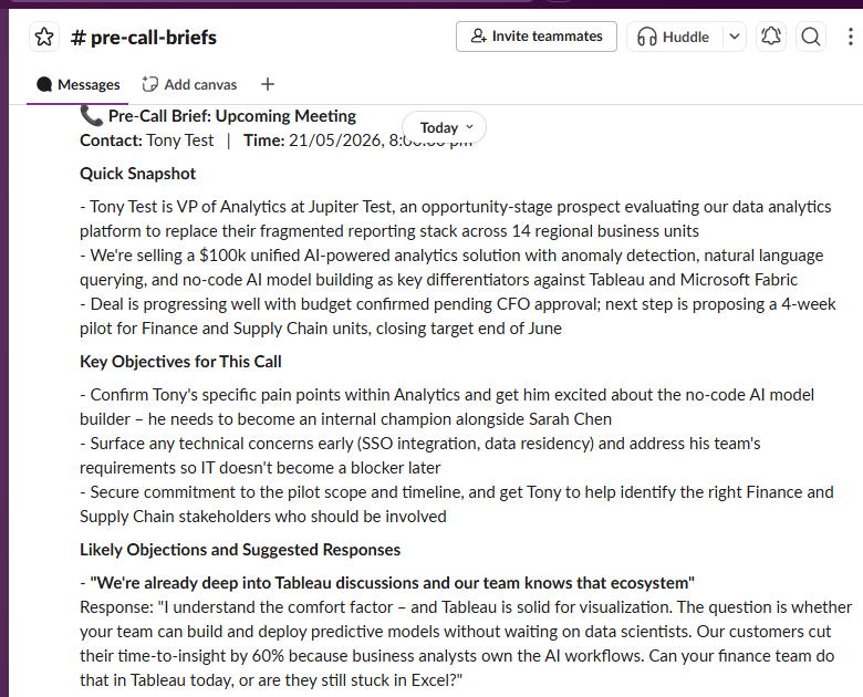 Output in Slack Channel